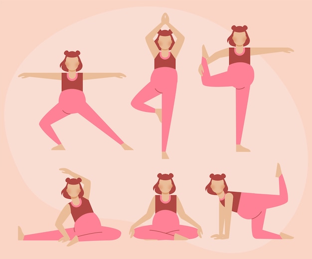 Gratis vector handgetekende illustratie zwangerschapsyoga collectie