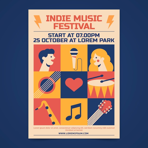 Gratis vector handgetekende indie muziek poster sjabloon
