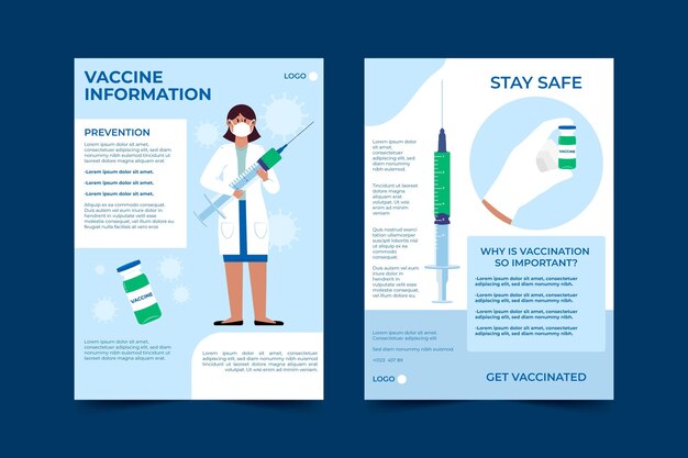 Handgetekende informatieve brochure over vaccinatie tegen coronavirus