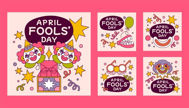 Handgetekende Instagram-postcollectie voor de dag van de dwaas
