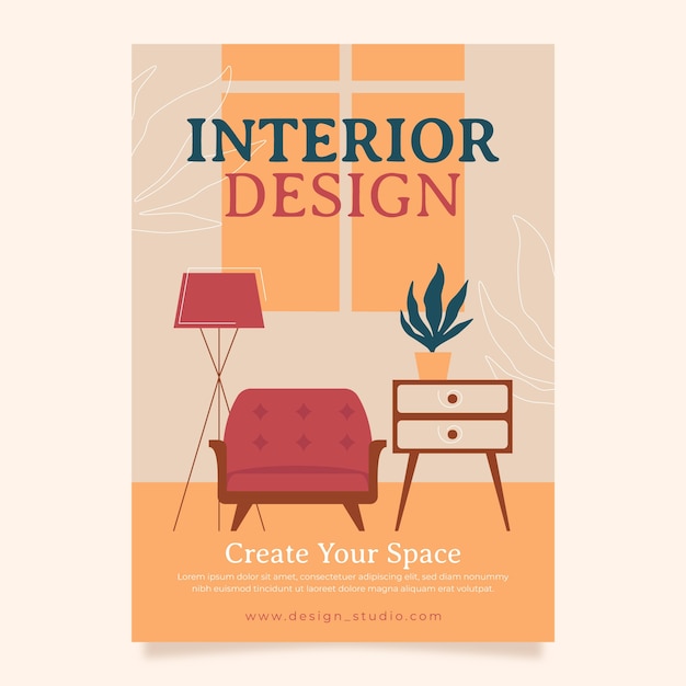 Gratis vector handgetekende interieurbrochure