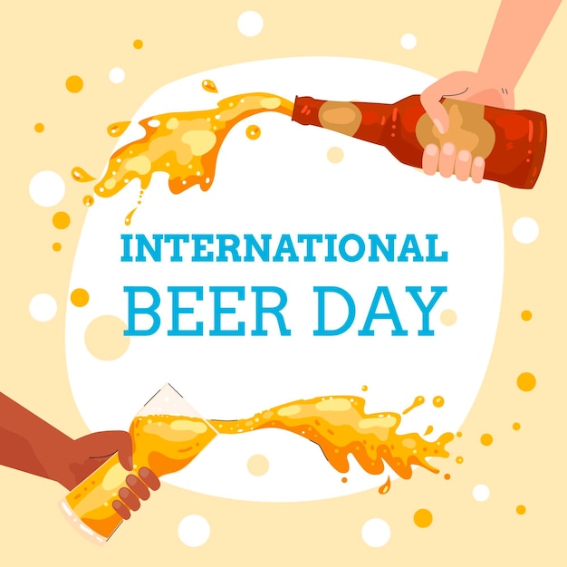 Gratis vector handgetekende internationale bierdagillustratie