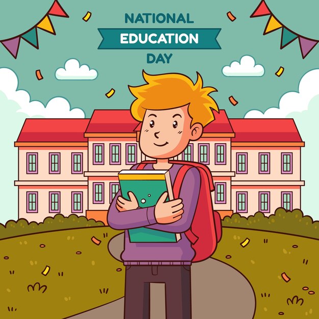 Gratis vector handgetekende internationale dag van onderwijs illustratie