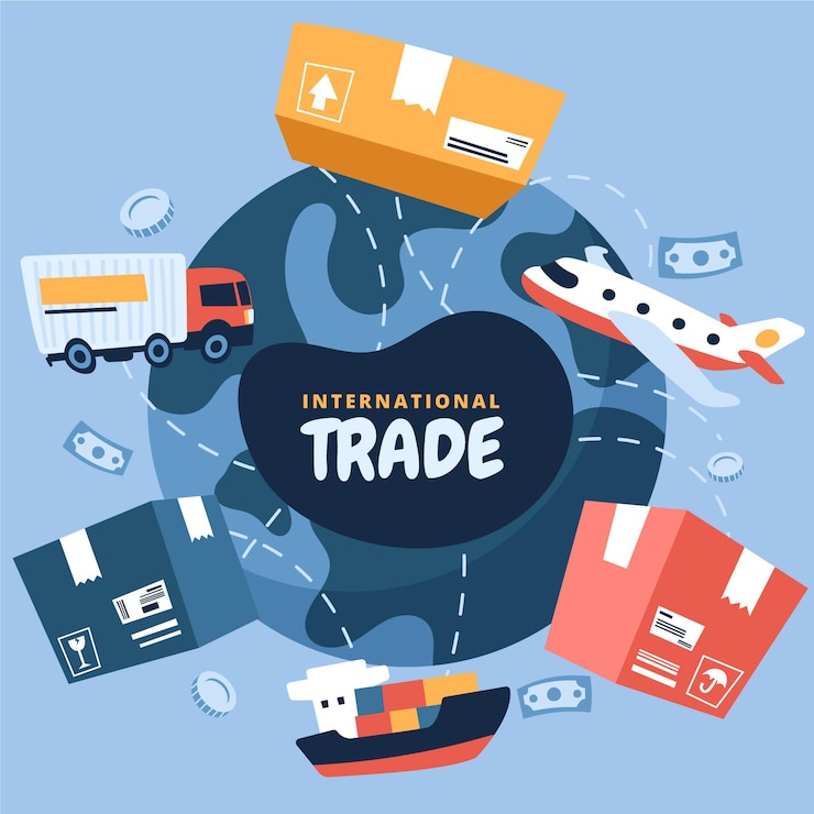 Gratis Vector handgetekende internationale handel