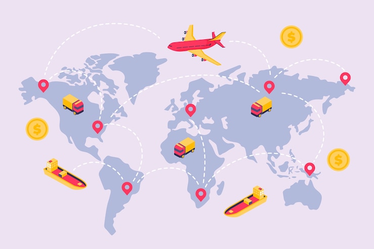 Gratis Vector handgetekende internationale handel