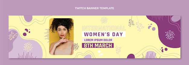 Gratis vector handgetekende internationale vrouwendag twitch banner