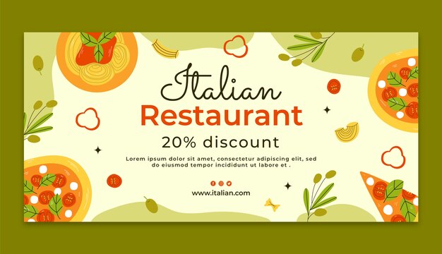 Handgetekende Italiaanse restaurant sjabloon