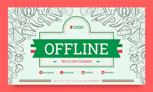 Gratis vector handgetekende italiaanse restaurant twitch achtergrond