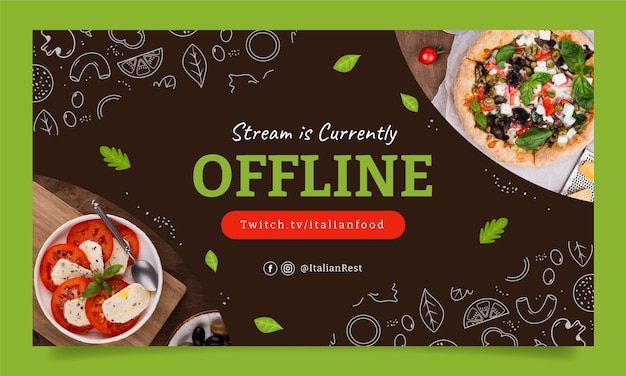 Gratis vector handgetekende italiaanse restaurant twitch achtergrond