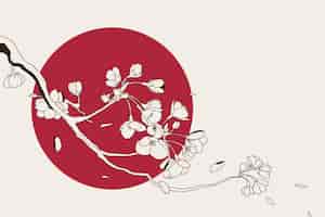 Gratis vector handgetekende japanse illustratie van kersenboombloemblaadjes