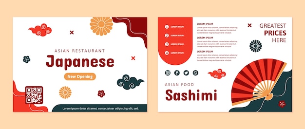 Gratis vector handgetekende japanse restaurantbrochure