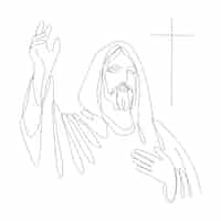 Gratis vector handgetekende jezus tekening illustratie