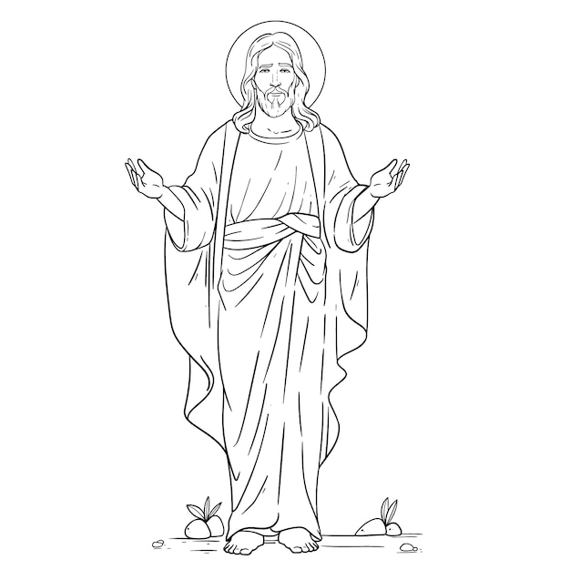 Handgetekende Jezus tekening illustratie
