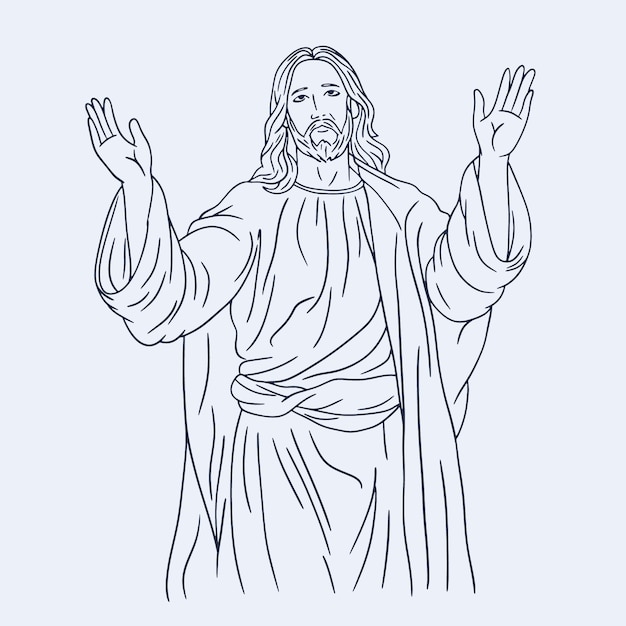 Gratis vector handgetekende jezus tekening illustratie