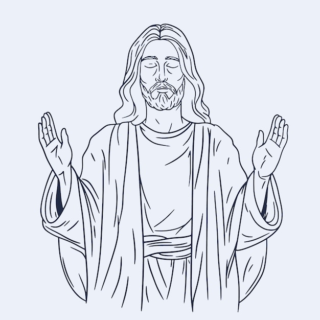 Gratis vector handgetekende jezus tekening illustratie