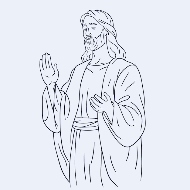 Gratis vector handgetekende jezus tekening illustratie