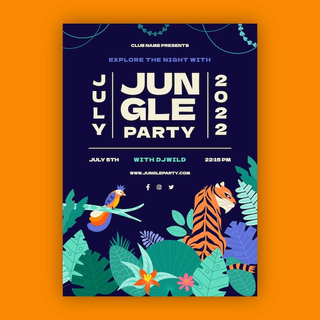 Handgetekende jungle-uitnodiging