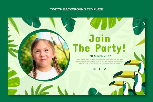 Gratis vector handgetekende jungle verjaardag twitch achtergrond