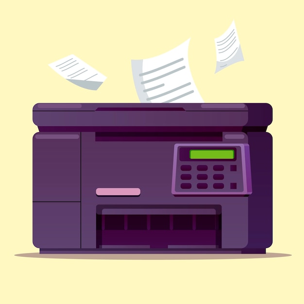 Gratis vector handgetekende kantoorprinter illustratie