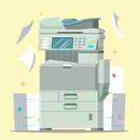 Gratis vector handgetekende kantoorprinter illustratie