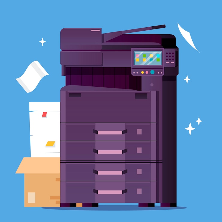 Gratis Vector handgetekende kantoorprinter illustratie