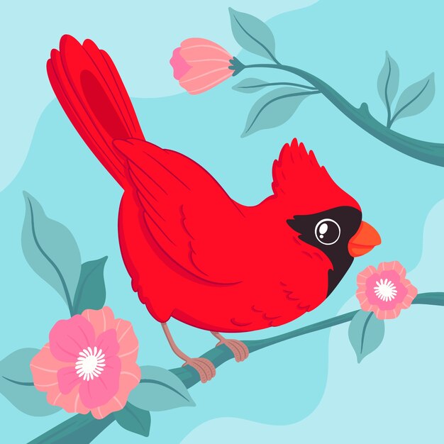 Handgetekende kardinaalvogelillustratie