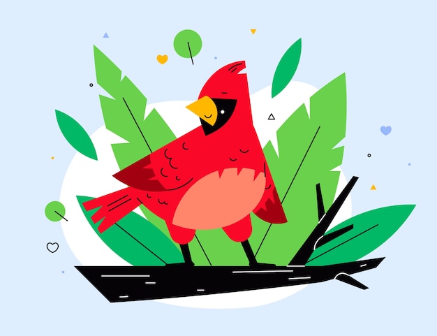 Gratis vector handgetekende kardinaalvogelillustratie