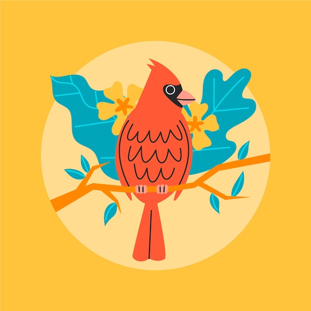 Gratis vector handgetekende kardinaalvogelillustratie