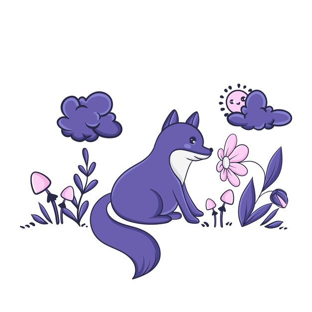 Handgetekende kawaii dierenillustratie