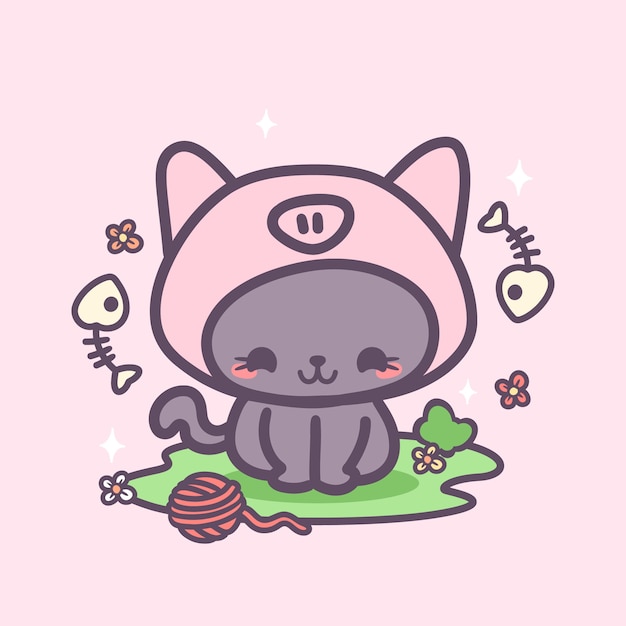 Handgetekende kawaii dierenillustraties