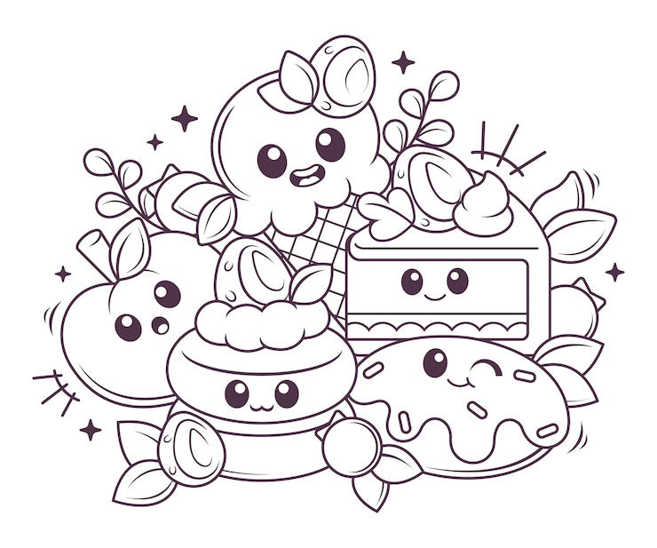 Gratis Vector handgetekende kawaii-illustratie
