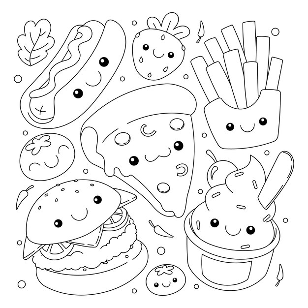 Handgetekende kawaii-illustratie