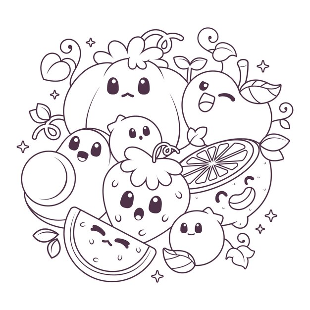 Handgetekende kawaii-illustratie