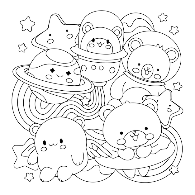 Handgetekende kawaii-illustratie