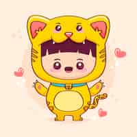 Gratis vector handgetekende kawaii-illustraties