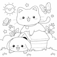 Gratis vector handgetekende kawaii kleurboekillustratie