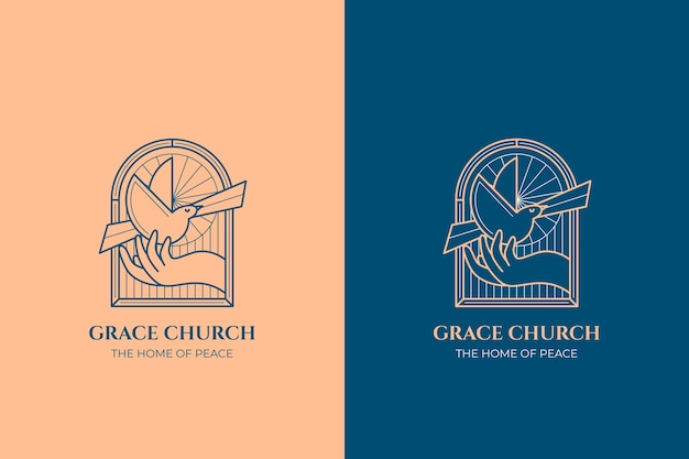 Gratis vector handgetekende kerk logo sjabloon