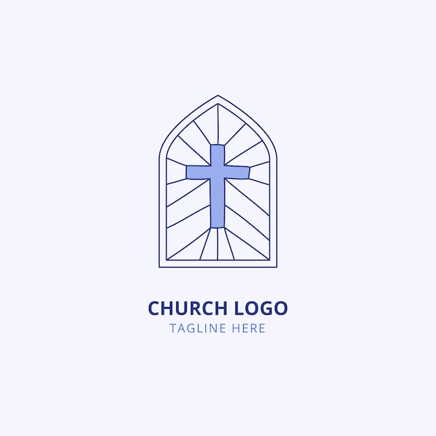 Gratis vector handgetekende kerk logo sjabloon