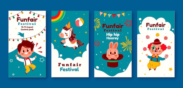 Gratis vector handgetekende kermis instagramverhalen