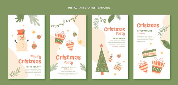 Handgetekende kerst instagram verhalencollectie