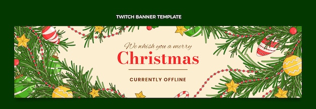 Gratis vector handgetekende kerst twitch banner