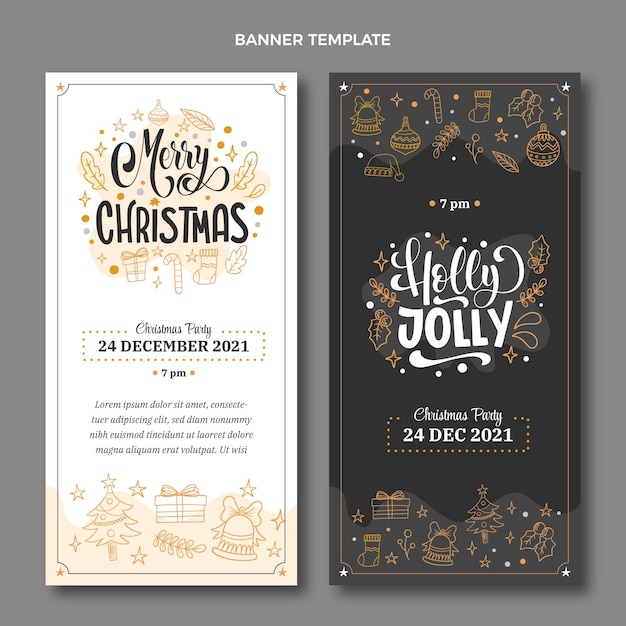 Handgetekende kerst verticale banners set