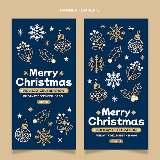 Handgetekende kerst verticale banners set