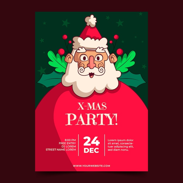 Gratis vector handgetekende kerst verticale partij poster sjabloon