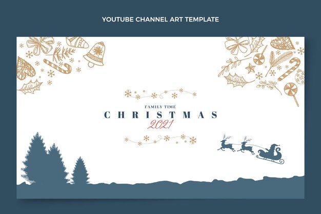 Handgetekende kerst YouTube-kanaalafbeeldingen