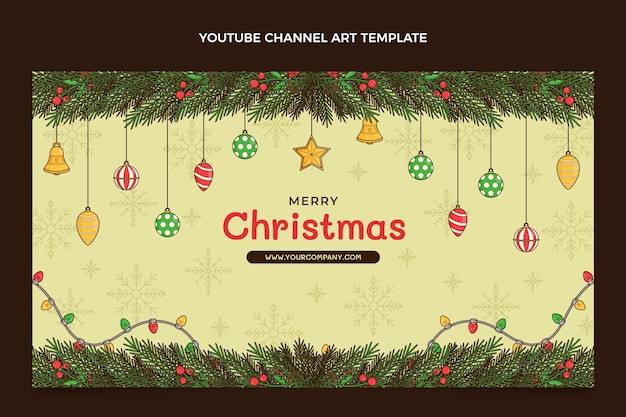 Gratis vector handgetekende kerst youtube-kanaalafbeeldingen