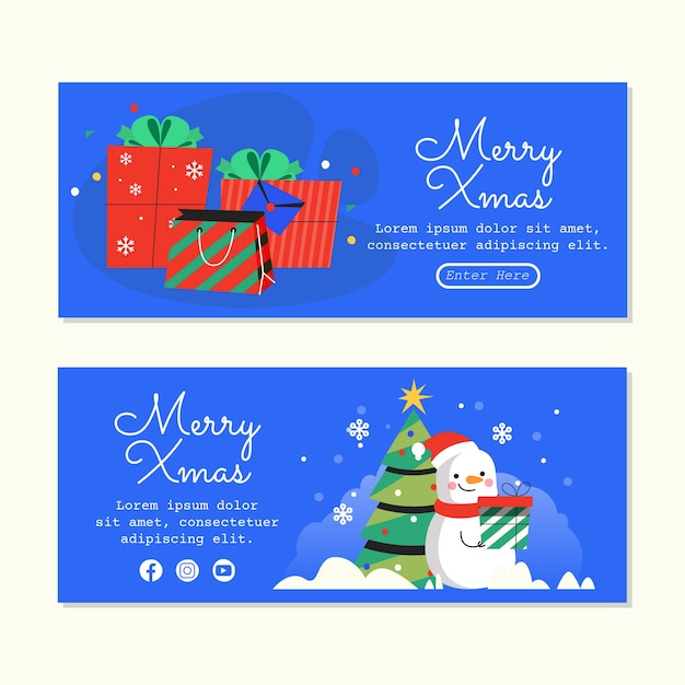 Gratis vector handgetekende kerstbanners set