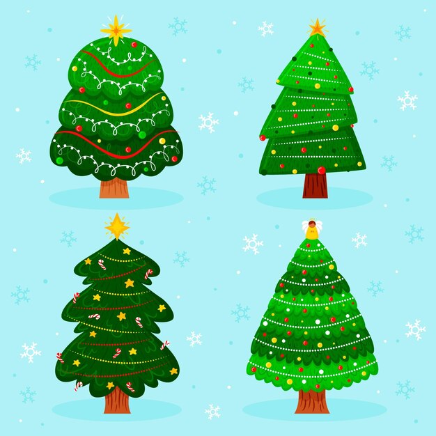 Handgetekende kerstbomen collectie