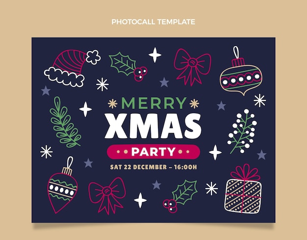 Gratis vector handgetekende kerstfotocall-sjabloon