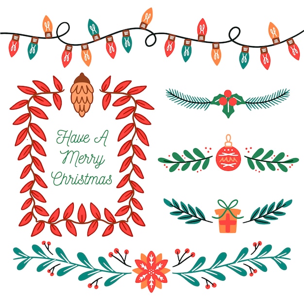 Gratis vector handgetekende kerstgrenzen en frames